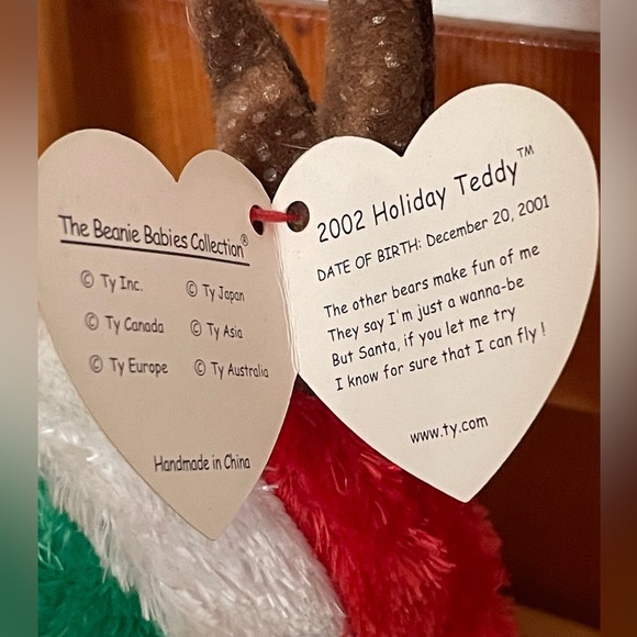 Ty Beanie Babies Holiday Teddy 2002 Teddy The Bear - Green Retired- - Picture 7 of 9